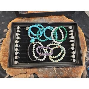 Ring And Bracket Lot 20 Rings Rose Quartz & 10 Natural Stone Bracelets Reseller